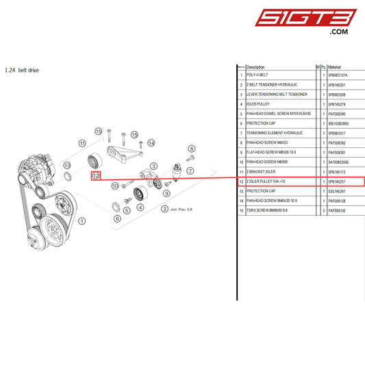 Z IDLER PULLEY DIA.=70 - 0PB145257 [PORSCHE 718 Cayman GT4 Clubsport]