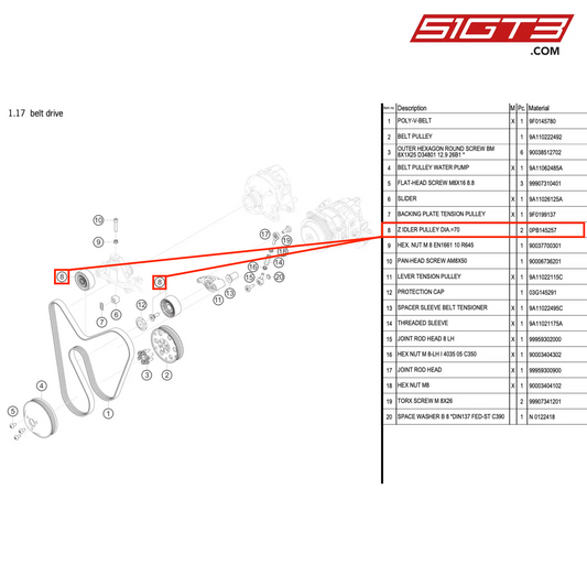 Z IDLER PULLEY DIA.=70 - 0PB145257 [PORSCHE 911 GT3 R Type 991 (GEN 2)]