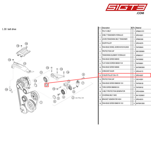 Z IDLER PULLEY DIA.=70 - 0PB145257 [PORSCHE 911 GT2 RS Clubsport]