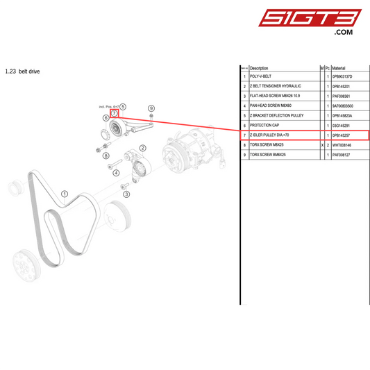 Z IDLER PULLEY DIA.=70 - 0PB145257 [PORSCHE 718 Cayman GT4 RS Clubsport]