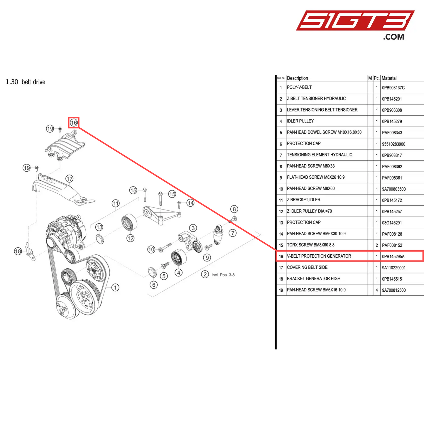 V-BELT PROTECTION GENERATOR - 0PB145295A [PORSCHE 911 GT2 RS Clubsport]