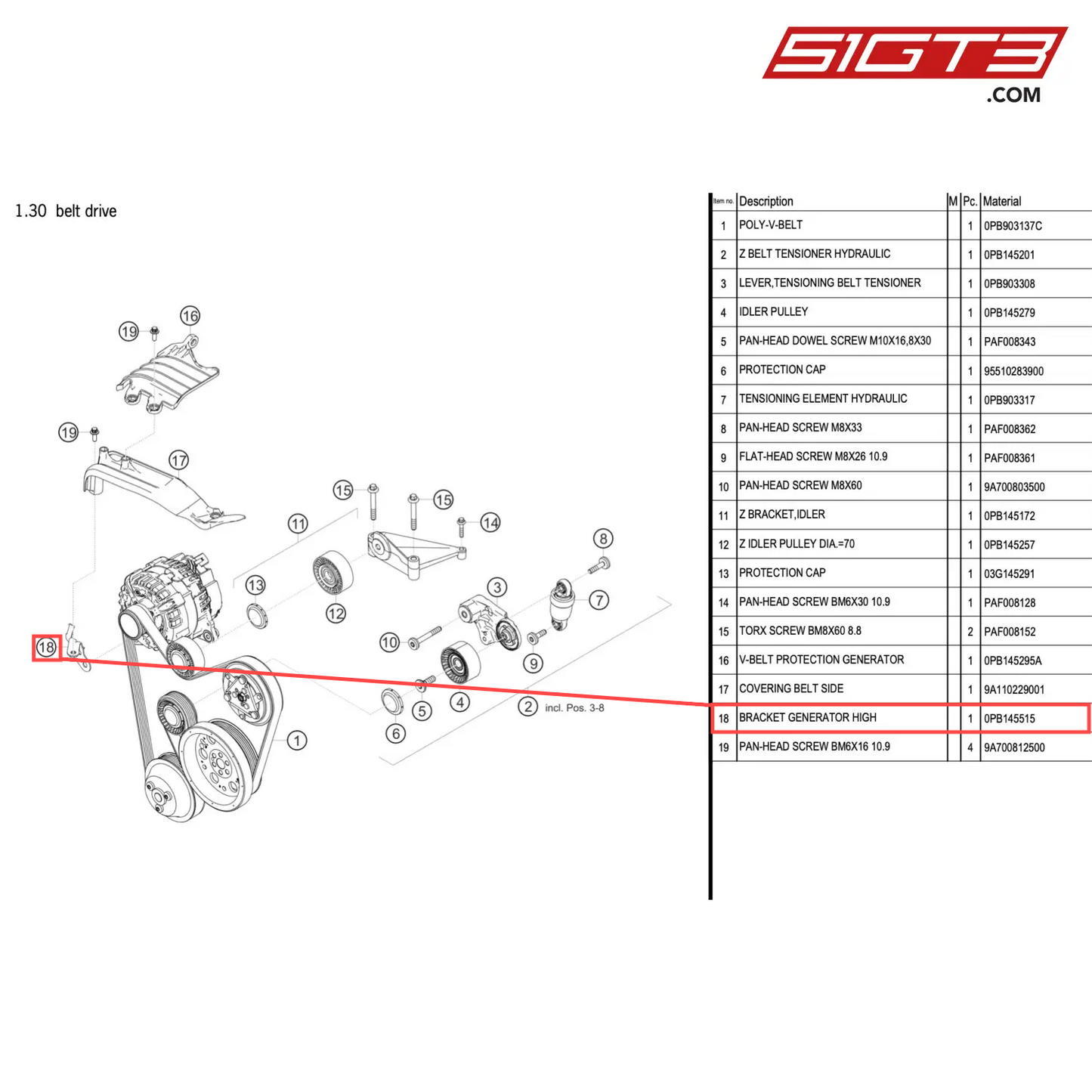 BRACKET GENERATOR HIGH - 0PB145515 [PORSCHE 911 GT2 RS Clubsport]