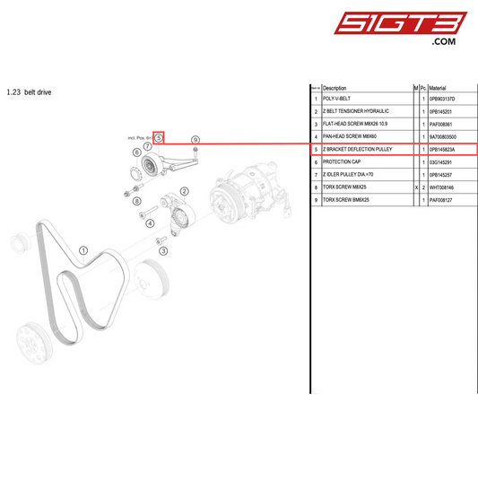 Z BRACKET DEFLECTION PULLEY - 0PB145823A [PORSCHE 718 Cayman GT4 RS Clubsport]