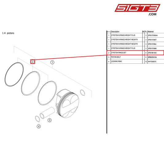 Z PISTON RINGS,SET - 0PB198155C [PORSCHE 992.1 GT3 Cup]