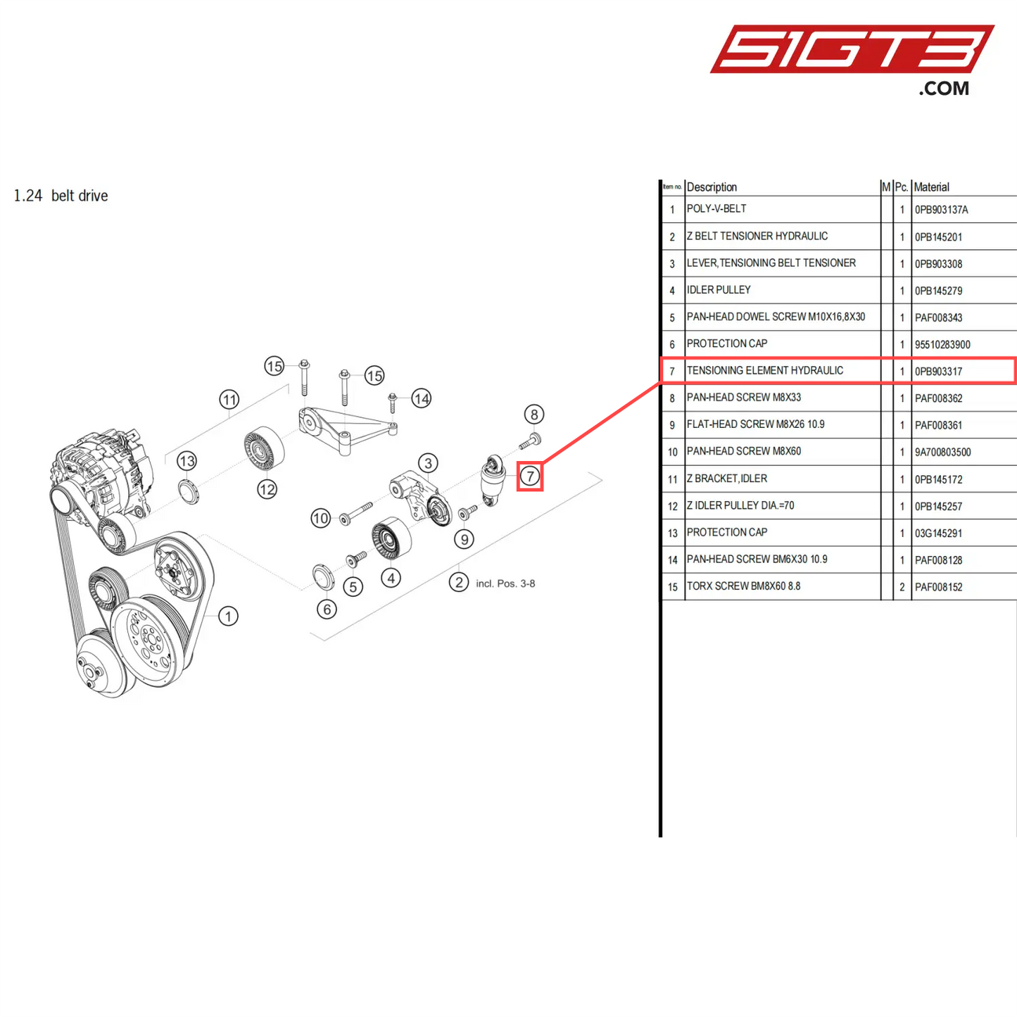 TENSIONING ELEMENT HYDRAULIC - 0PB903317 [PORSCHE 718 Cayman GT4 Clubsport]