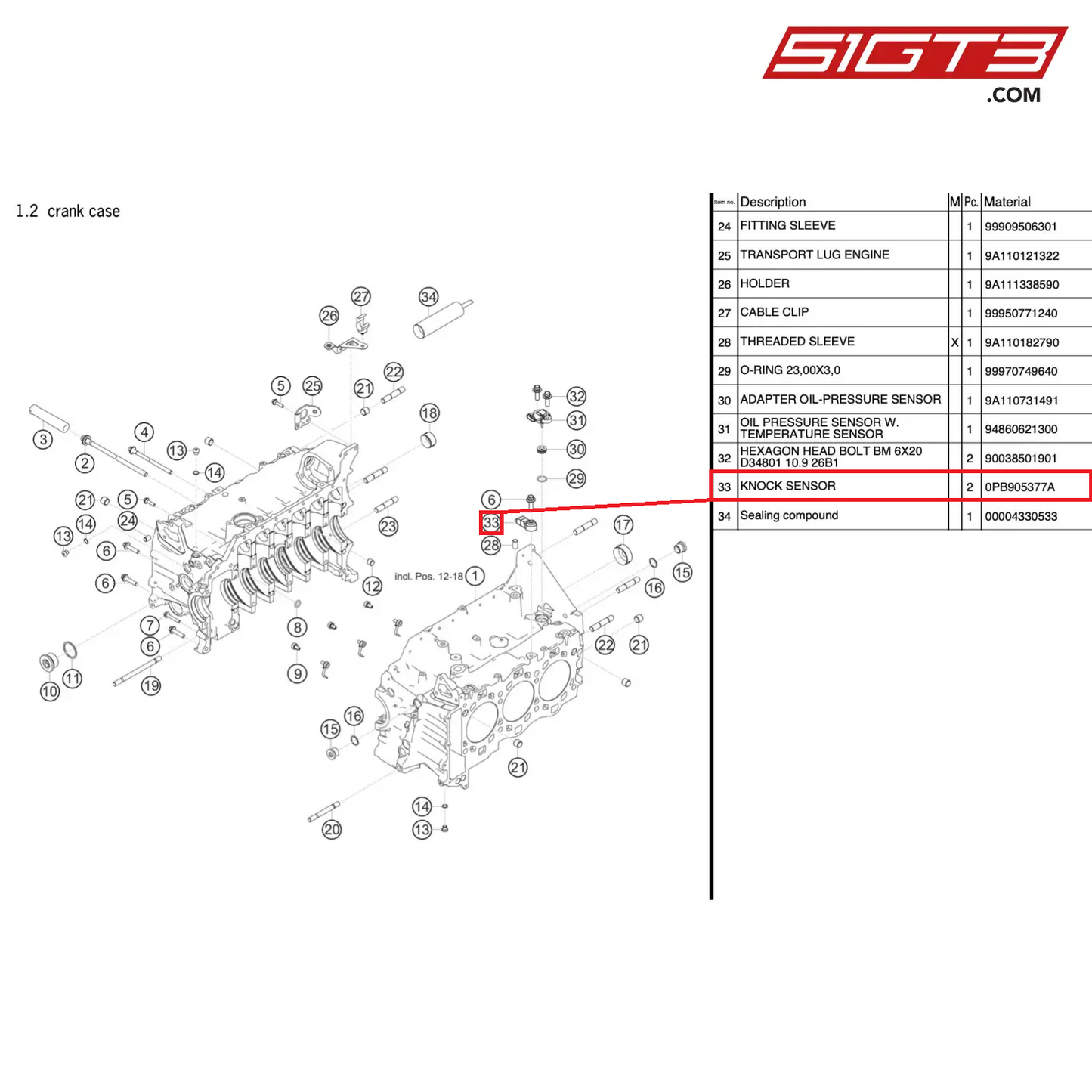 KNOCK SENSOR - 0PB905377A [PORSCHE 991.2 GT3 Cup]