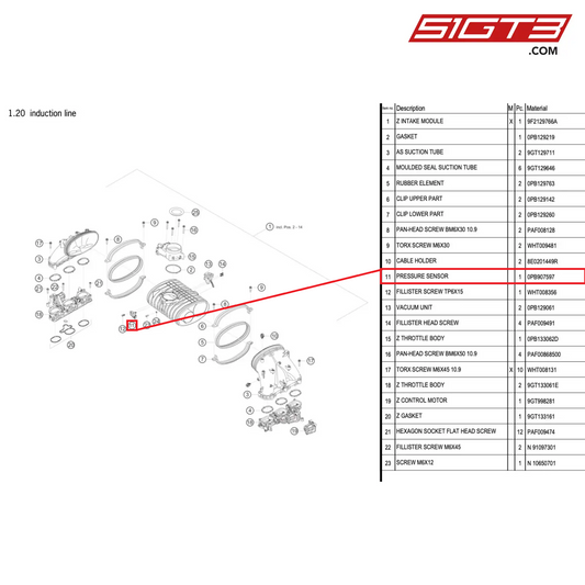 PRESSURE SENSOR - 0PB907597 [PORSCHE 718 Cayman GT4 RS Clubsport]