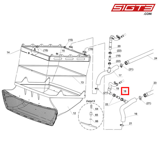 ADAPTER WATER HOSE - S9 121 619 [Audi R8 GT4]