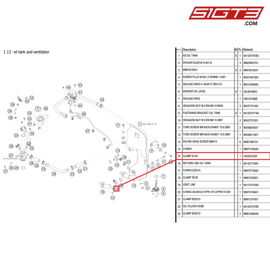 CLAMP D=44 - 1K0253725F [PORSCHE 991.1 GT3 Cup (2017)]