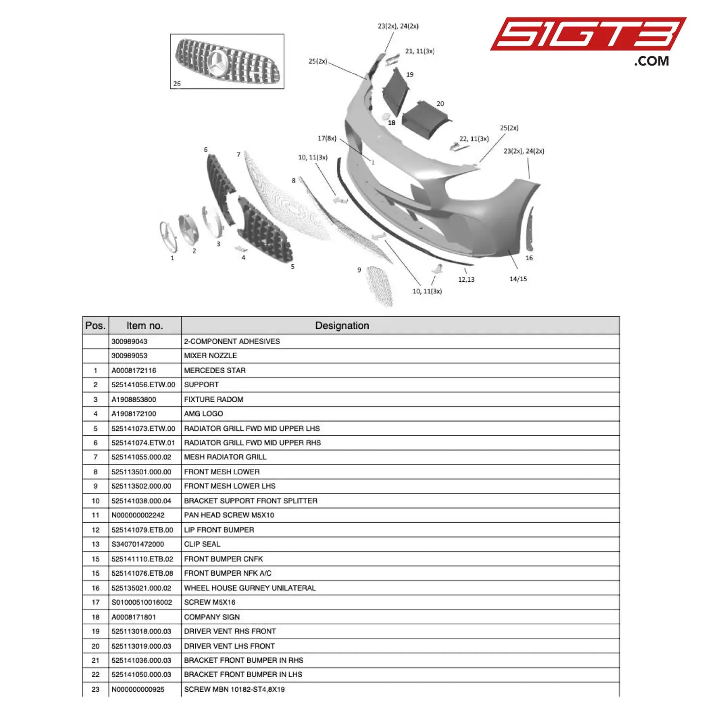 2-Component Adhesives - 300989043 [Mercedes-Amg Gt4] Front Skirt Complete