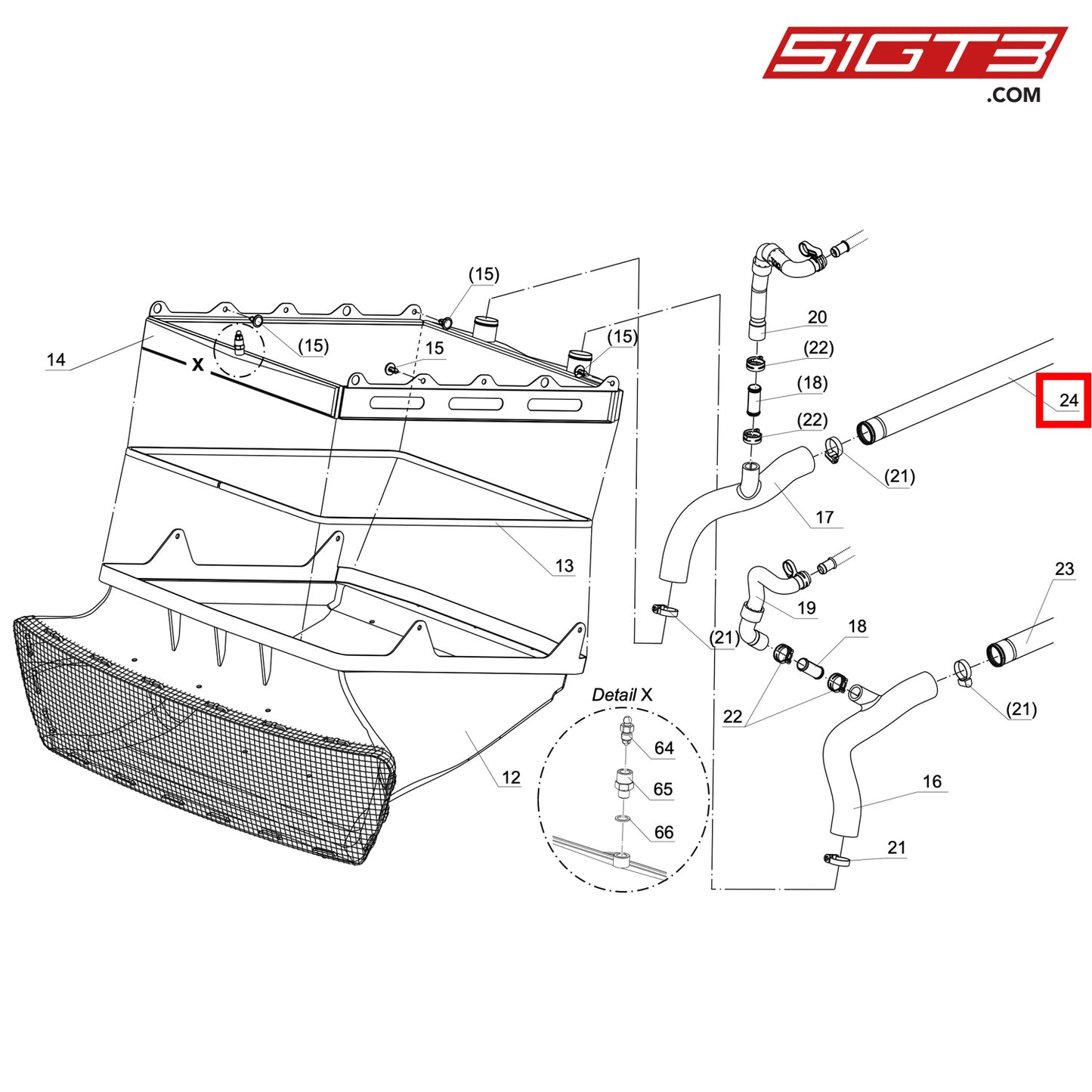 COOLING-WATER PIPE FORERUN - S9 121 400 [Audi R8 GT4]