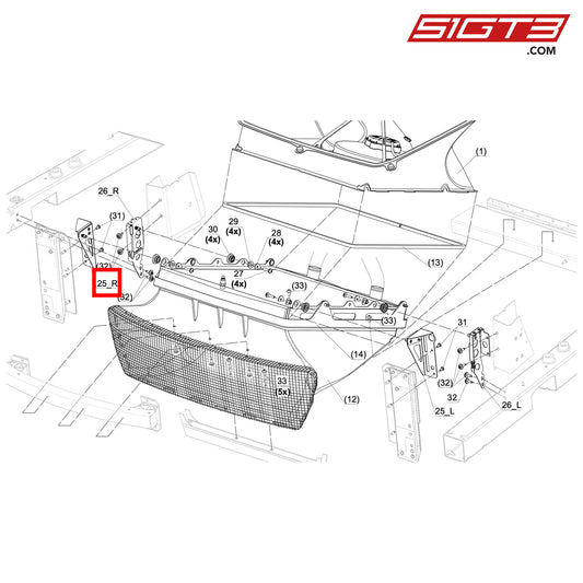 HOLDER RADIATOR FRONT RIGHT ASSEMBLY - S9 121 262 [Audi R8 GT4]