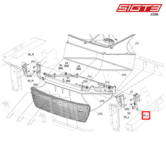 HOLDER RADIATOR REAR LEFT ASSEMBLY - S9 122 235 A [Audi R8 GT4]