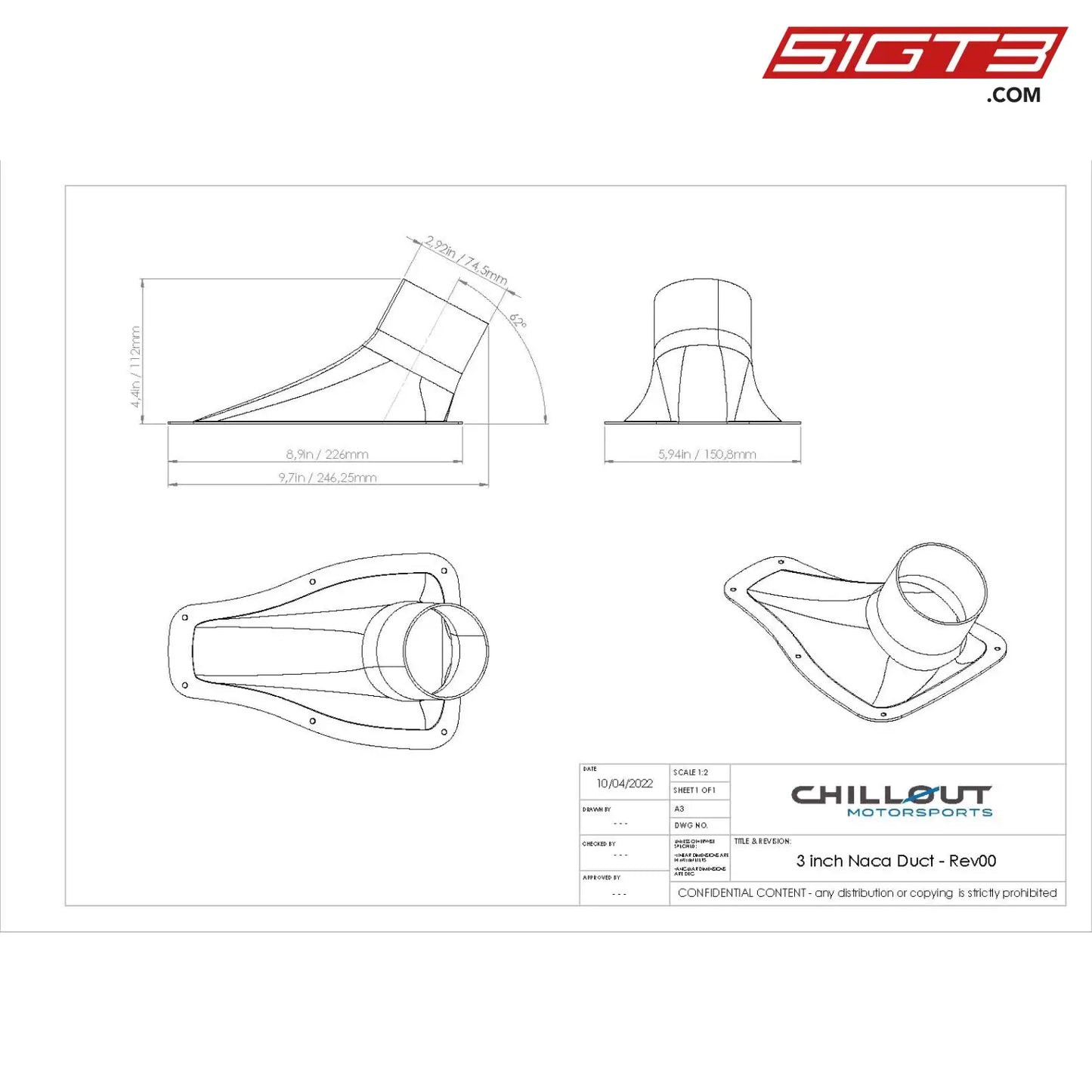 3 Seamless Carbon Fiber Naca Duct - Np-3 [Chillout Systems]