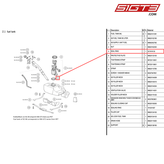 SEAL RING - 321919133 [PORSCHE 996 GT3 Cup]