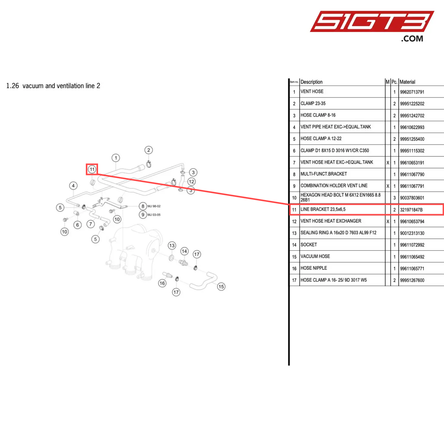 LINE BRACKET 23,5x6,5 - 321971847B [PORSCHE 996 GT3 Cup]