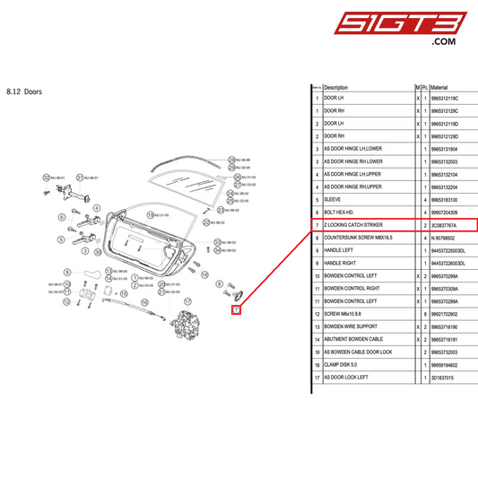 Z LOCKING CATCH STRIKER - 3C0837767A [PORSCHE 996 GT3 Cup]