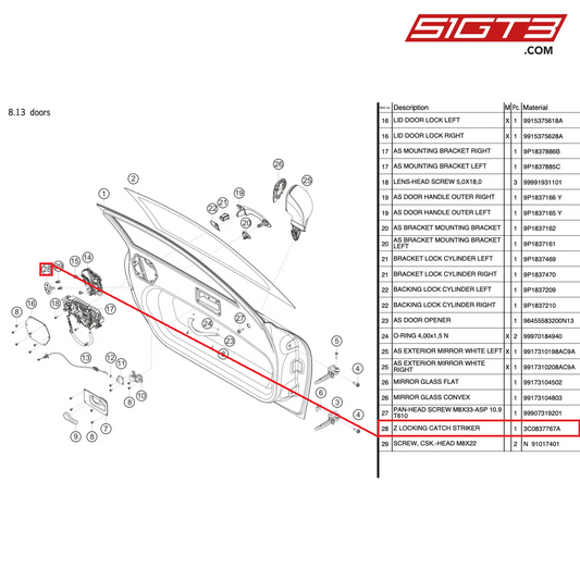 Z LOCKING CATCH STRIKER - 3C0837767A [PORSCHE 991.2 GT3 Cup]