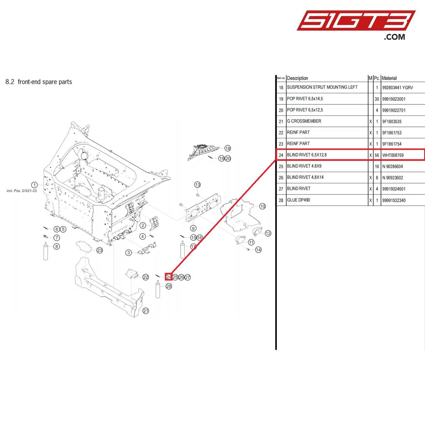 BLIND RIVET 6,5X12,8 - WHT008769 [PORSCHE 911 GT3 Cup Type 992]