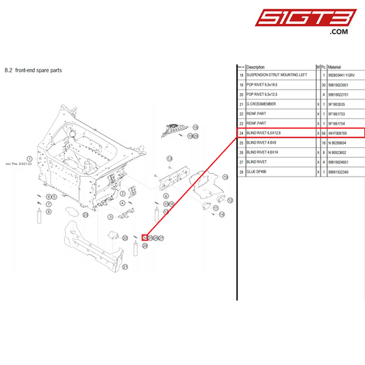 BLIND RIVET 6,5X12,8 - WHT008769 [PORSCHE 992.1 GT3 Cup]
