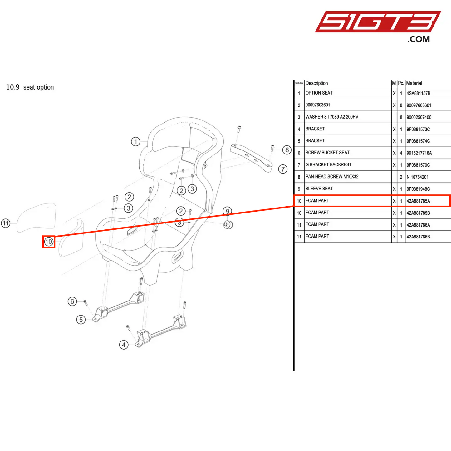 FOAM PART LEFT 30MM - 42A881785A [PORSCHE 991.2 GT3 R]