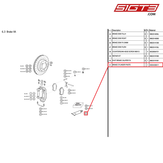 BRAKE CYLINDER PASTE - 4330511 [PORSCHE 996 GT3 Cup]