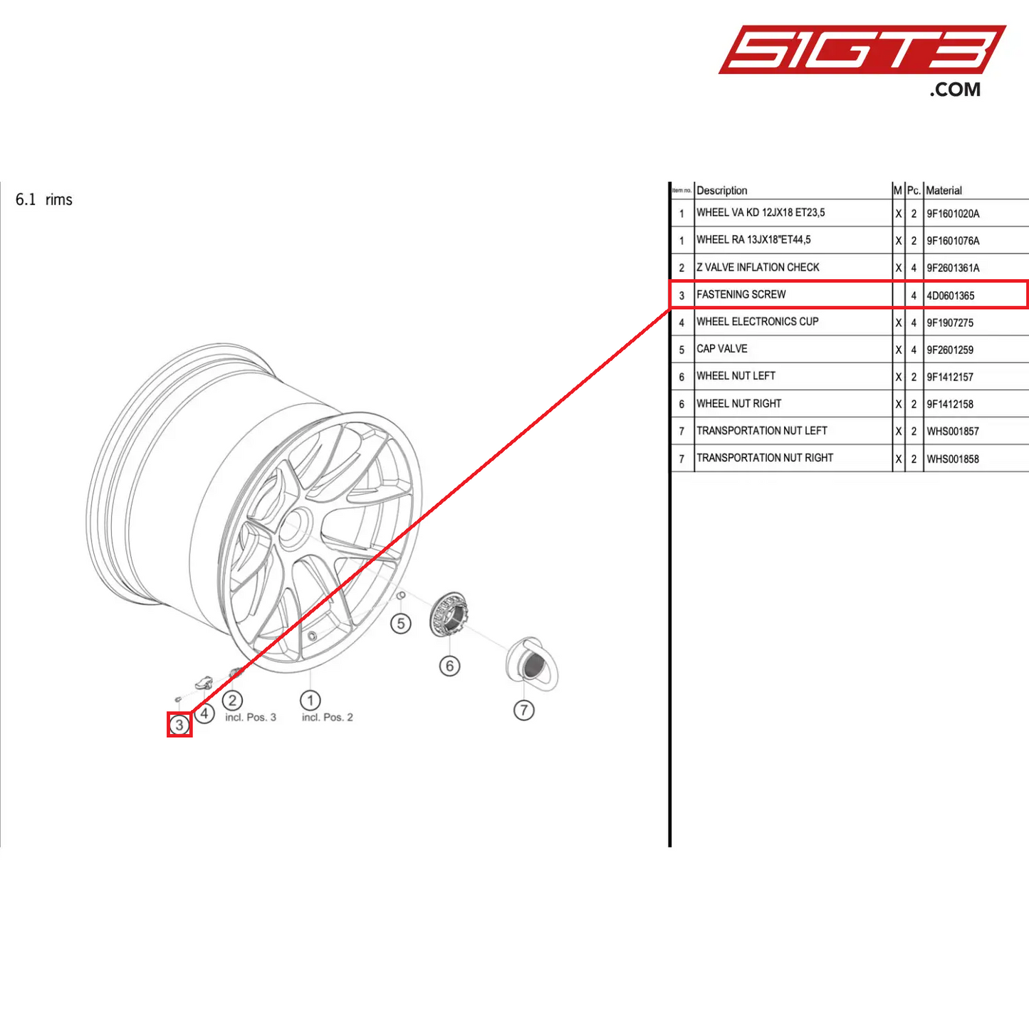 FASTENING SCREW - 4D0601365 [PORSCHE 911 GT3 Cup Type 992]