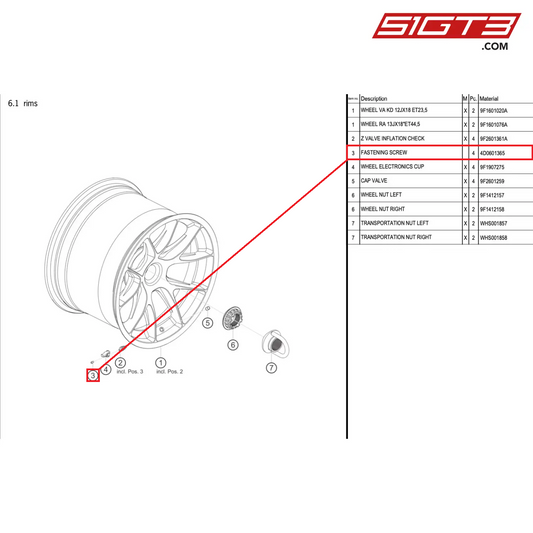 FASTENING SCREW - 4D0601365 [PORSCHE 992.1 GT3 Cup]