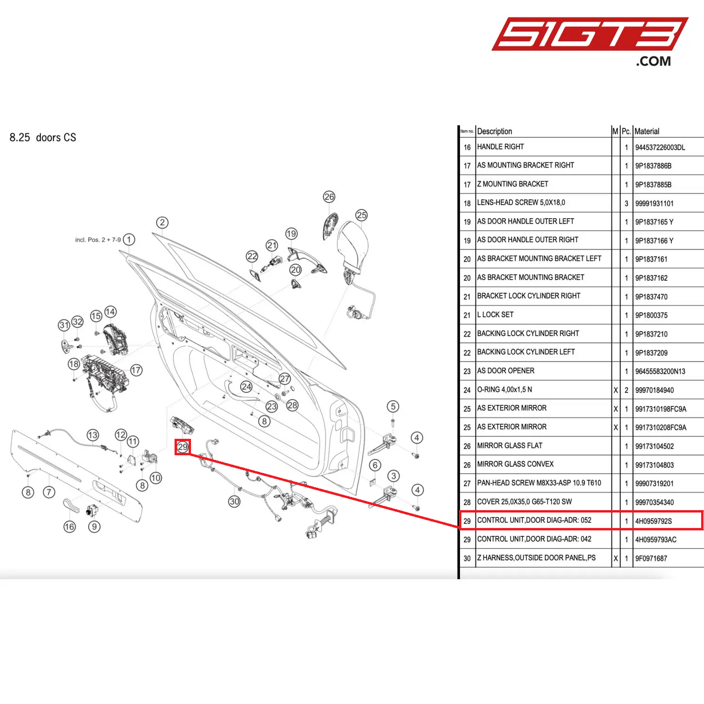 CONTROL UNIT,DOOR DIAG-ADR: 052 - 4H0959792S [PORSCHE 911 GT2 RS Clubsport]