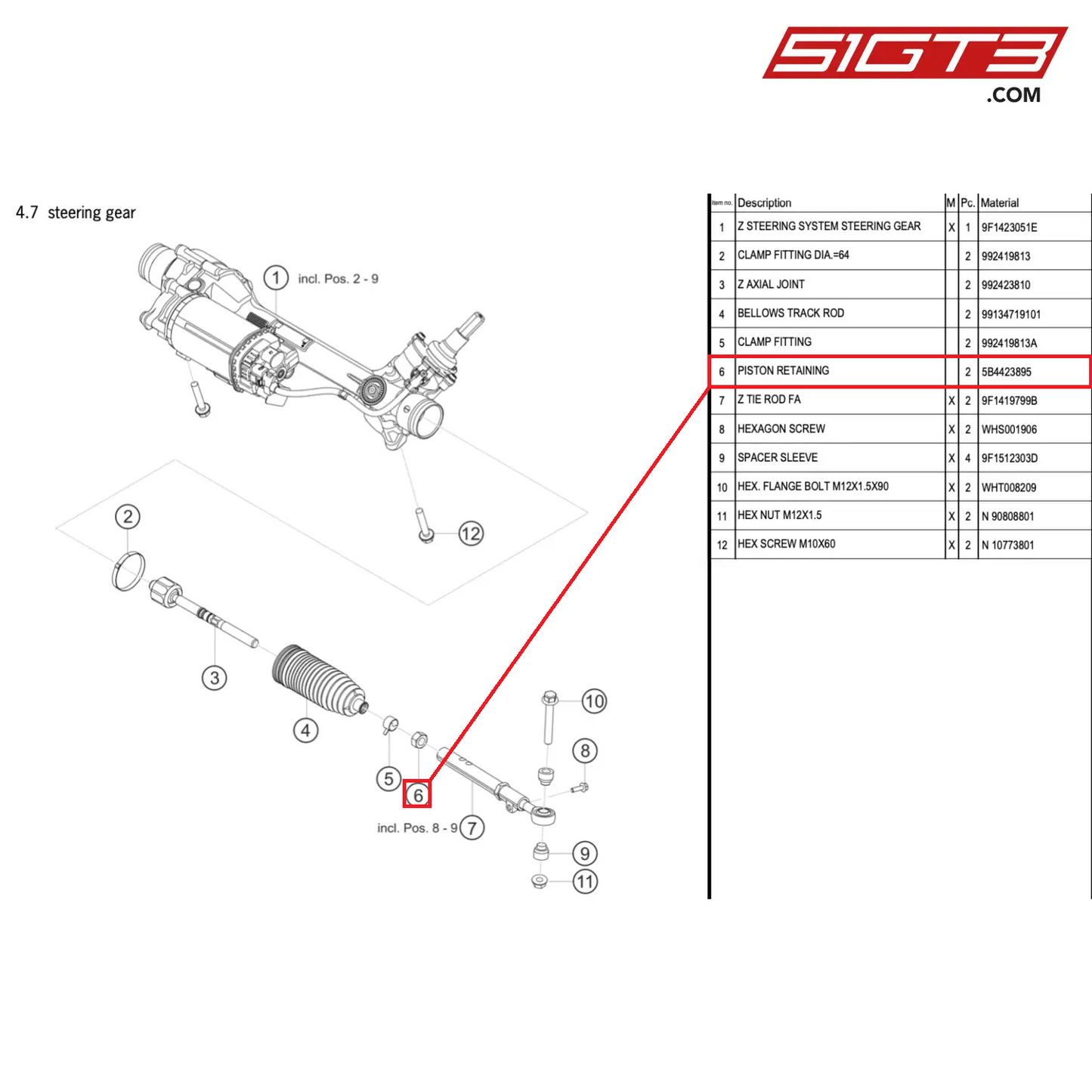 PISTON RETAINING - 5B4423895 [PORSCHE 911 GT3 Cup Type 992]