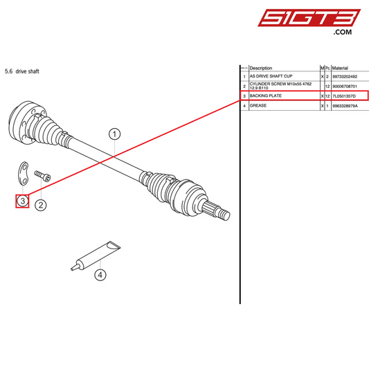 BACKING PLATE - 7L0501357D [PORSCHE 997.2 GT3 Cup]