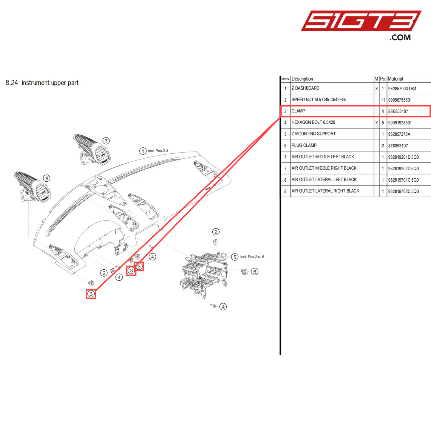 CLAMP - 8E0853107 [PORSCHE 718 Cayman GT4 Clubsport]