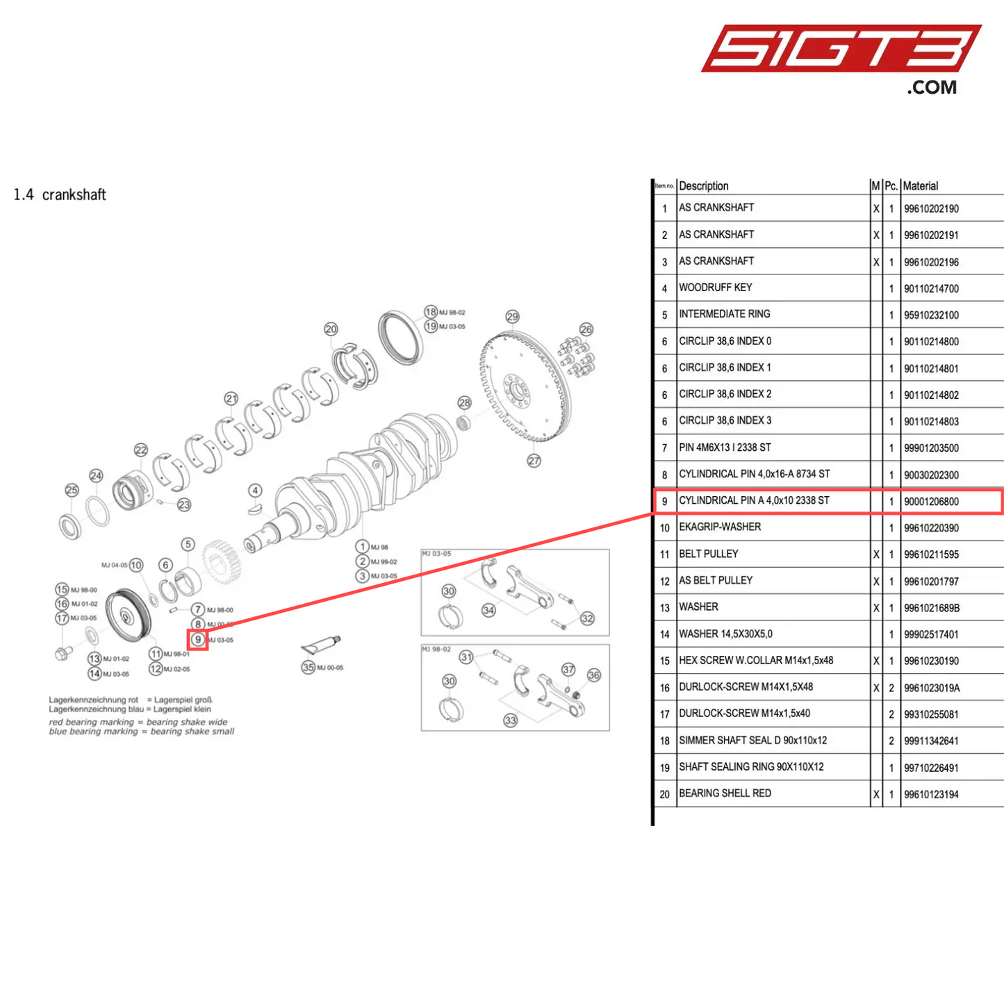 CYLINDRICAL PIN A 4,0x10 2338 ST - 90001206800 [PORSCHE 996 GT3 Cup]