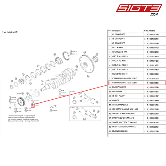 CYLINDRICAL PIN A 4,0x10 2338 ST - 90001206800 [PORSCHE 996 GT3 Cup]