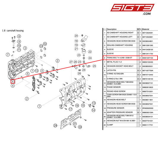 FIXING BOLT A 4,0X8 I 2338 ST - 90001207100 [PORSCHE 997.2 GT3 Cup]