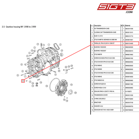 PARALLEL PIN A12,0X14 I 2338 ST - 90001214400 [PORSCHE 996 GT3 Cup]