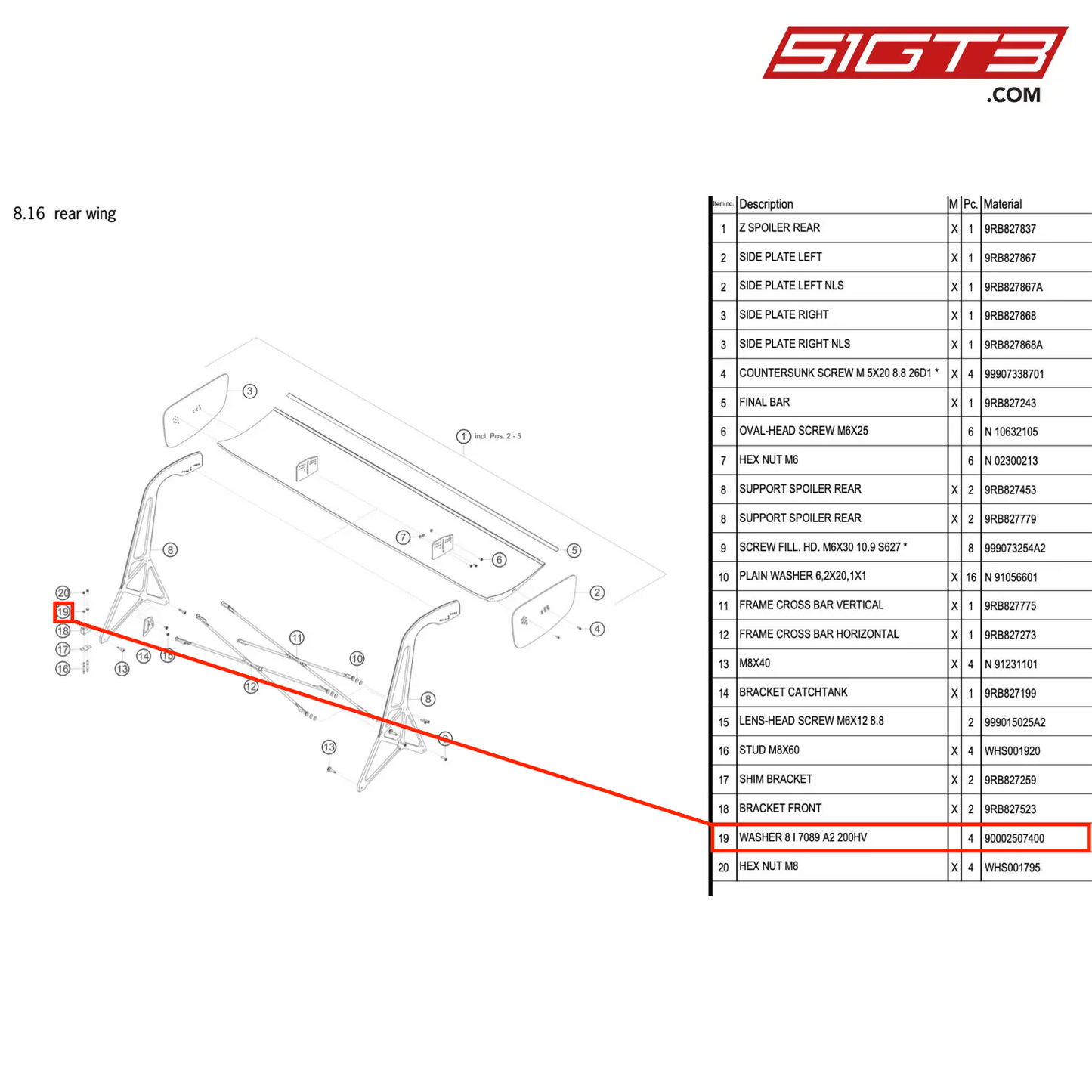 WASHER 8 I 7089 A2 200HV - 90002507400 [PORSCHE 992.1 GT3 R]