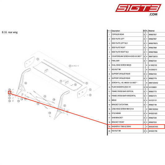 WASHER 8 I 7089 A2 200HV - 90002507400 [PORSCHE 992.1 GT3 R]