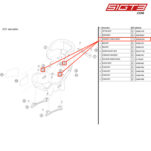 WASHER 8 I 7089 A2 200HV - 90002507400 [PORSCHE 991.2 GT3 R]