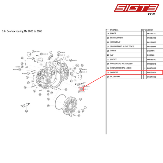 WASHER 5 - 90002508001 [PORSCHE 996 GT3 Cup]