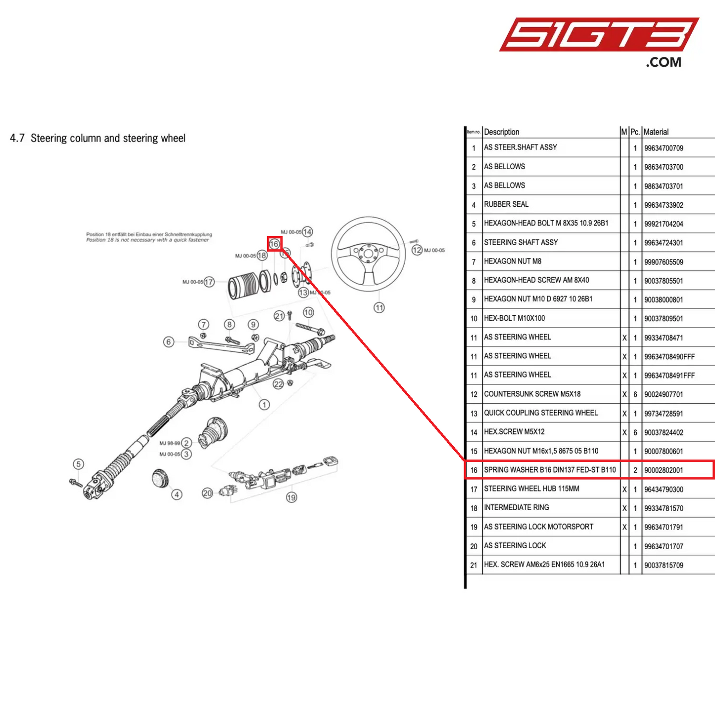 SPRING WASHER B16 DIN137 FED-ST B110 - 90002802001 [PORSCHE 996 GT3 Cup]