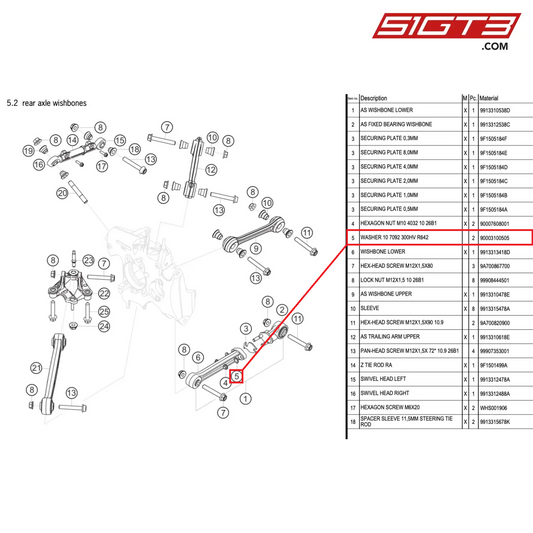 WASHER 10 7092 300HV R642 - 90003100505 [PORSCHE 991.1 GT3 Cup]