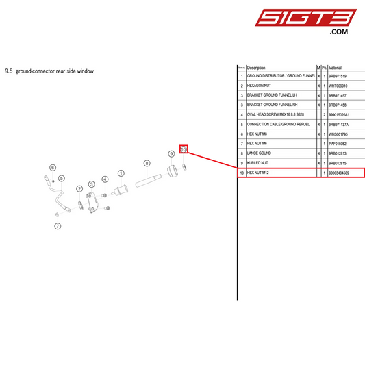 HEX NUT M12 - 90003404509 [PORSCHE 992.1 GT3 R]