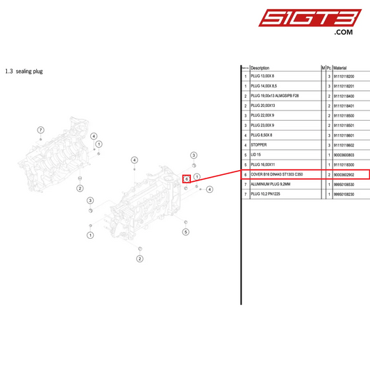 COVER B16 DIN443 ST1303 C350 - 90003602902 [PORSCHE 996 GT3 Cup]