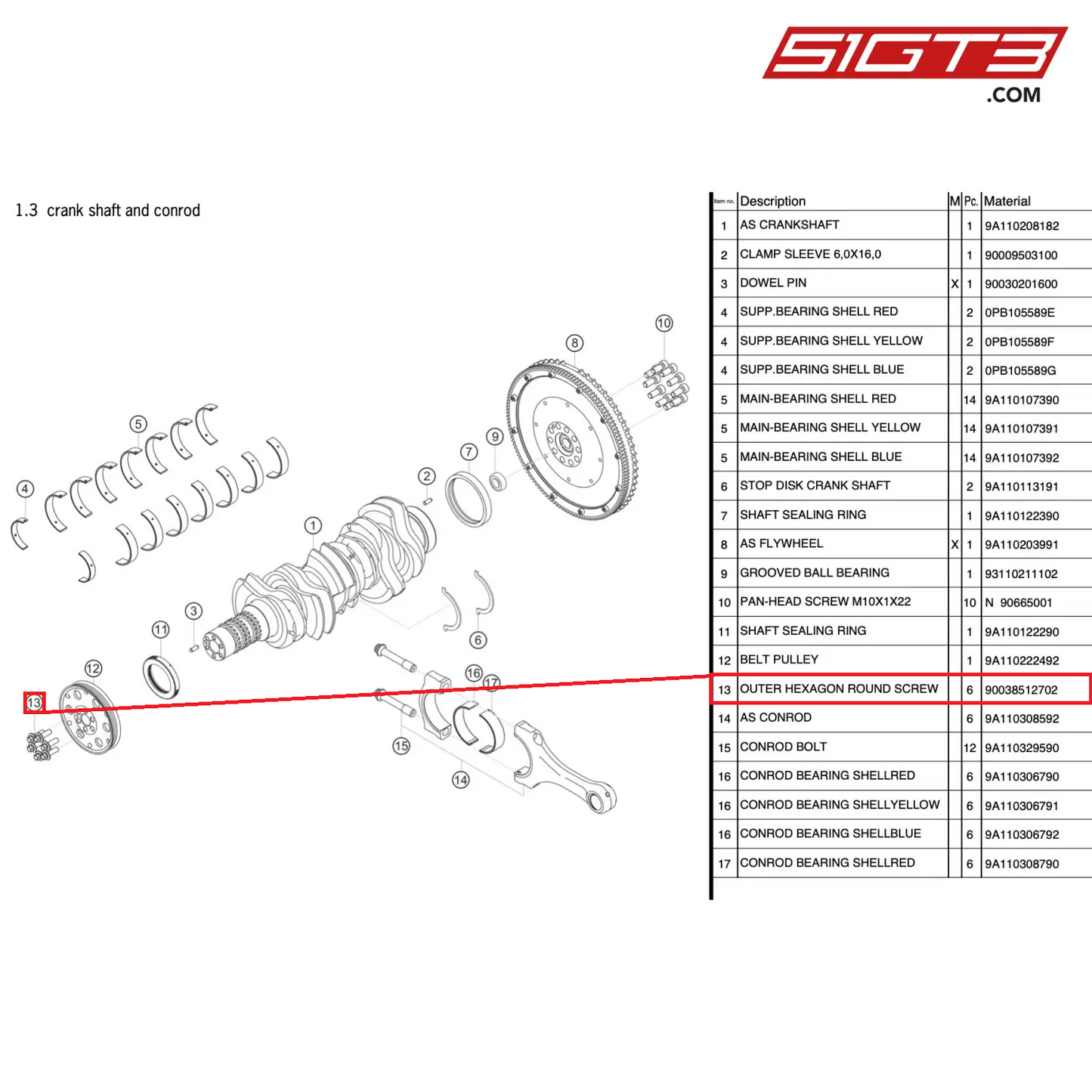 OUTER HEXAGON ROUND SCREW BM 8X1X25 D34801 12.9 26B1 * - 90038512702 [PORSCHE 991.2 GT3 Cup]