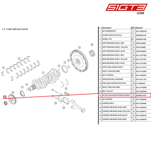 OUTER HEXAGON ROUND SCREW BM 8X1X25 D34801 12.9 26B1 * - 90038512702 [PORSCHE 991.2 GT3 Cup]