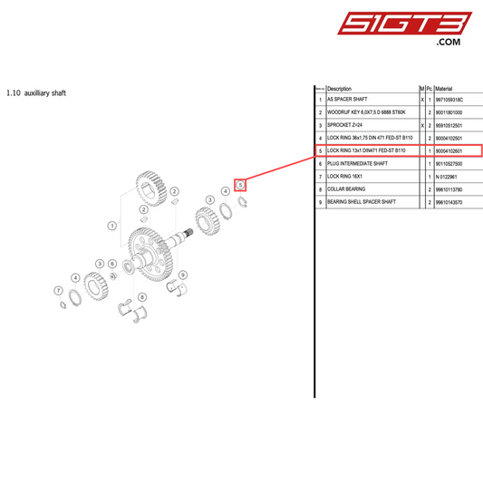 LOCK RING 13x1 DIN471 FED-ST B110 - 90004102601 [PORSCHE 996 GT3 Cup]