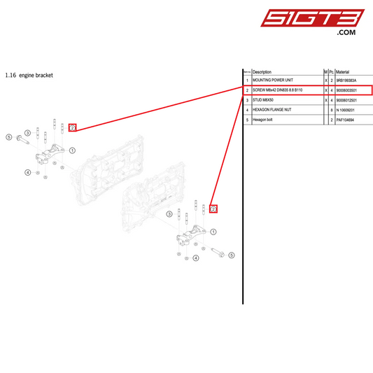 SCREW M8x42 DIN835 8.8 B110 - 90006003501 [PORSCHE 992.1 GT3 R]