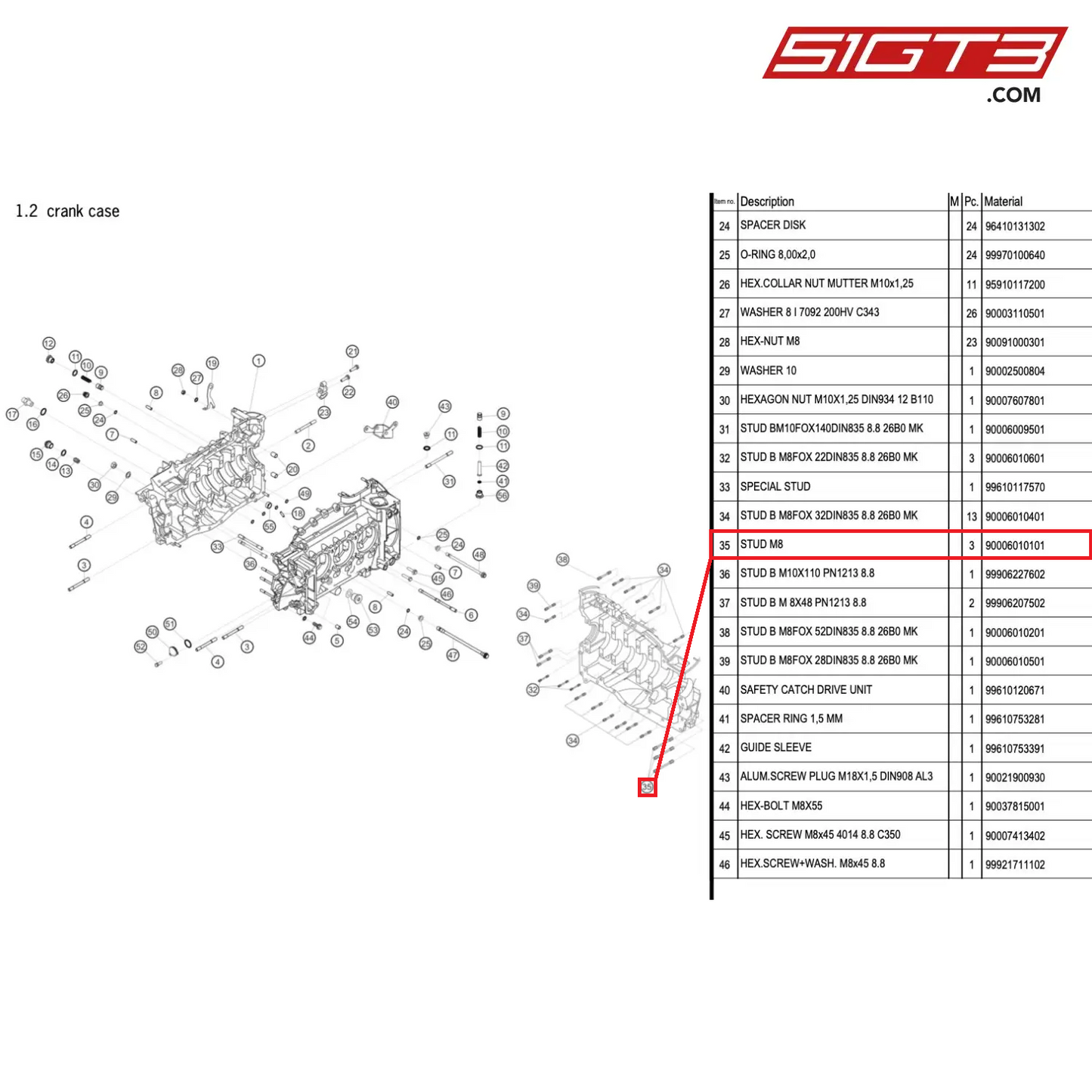 STUD M8 - 90006010101 [PORSCHE 996 GT3 Cup]