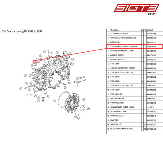 STUD B M8FOX 28DIN835 8.8 26B0 MK - 90006010501 [PORSCHE 996 GT3 Cup]